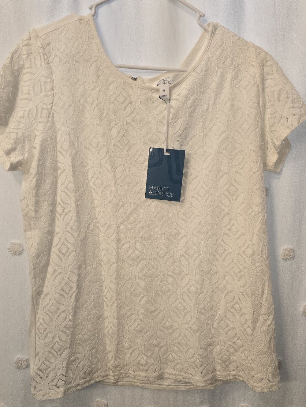 Market & Spruce Cream Short-Sleeve Lace Top Size Xl Nwt!
